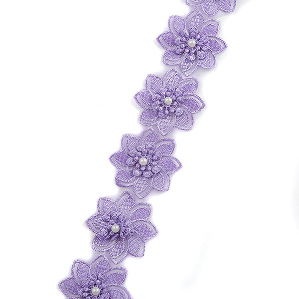 China Manufacturer Custom Flower Border Chemical Embroidery Lace Trimming  for Dress factory and manufacturers | New Swell